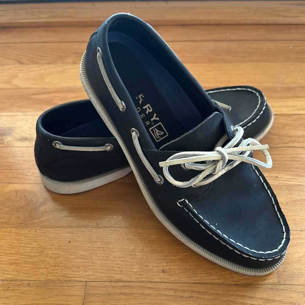 Black Leather Men's 9.5 Sperry Top Sider Shoes